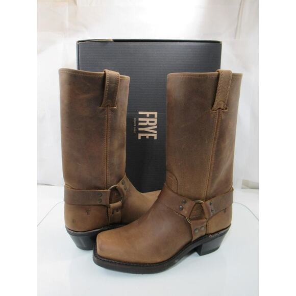 Women's Frye Harness 12R Biker Motorcycle Tall Boots Tan Size 8 Made In USA - Picture 2 of 9